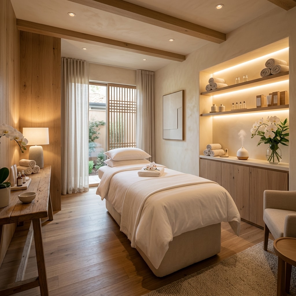 Sala de atendimento aconchegante da clínica Aura Estética